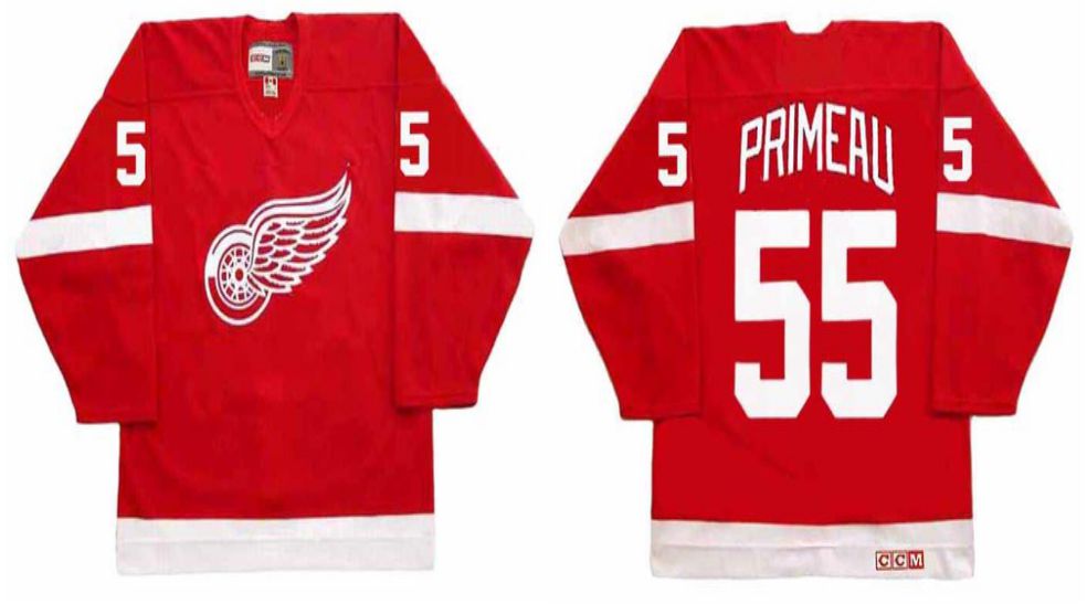 2019 Men Detroit Red Wings 55 Primeau Red CCM NHL jerseys